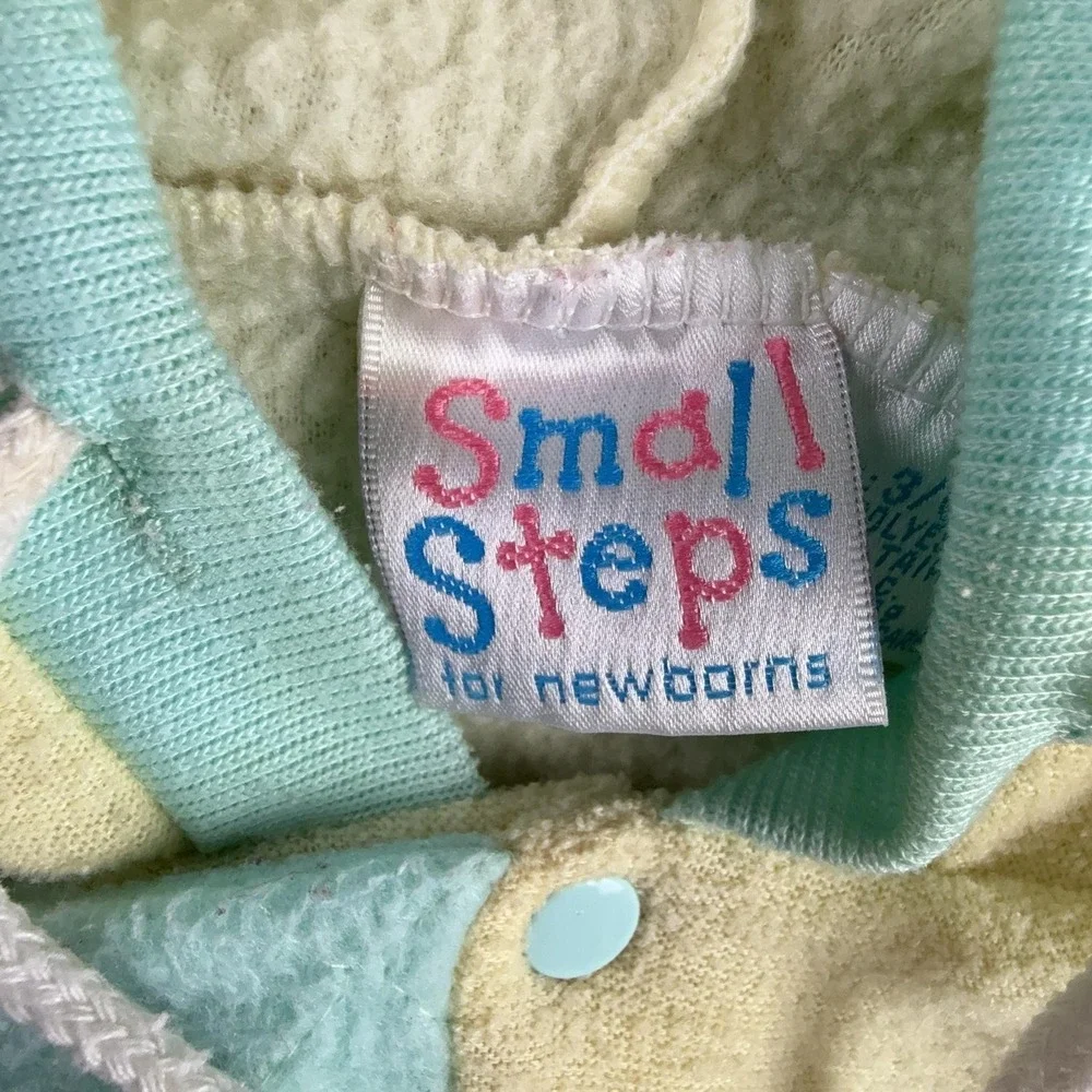 VTG Small Steps Fleece Outfit Set Girls 3-6M Yellow Hooded Teddy Bear 2 Piece